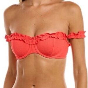 VIX coral Firenze Off The Shoulder Bikini swim Top w underwire support NWT